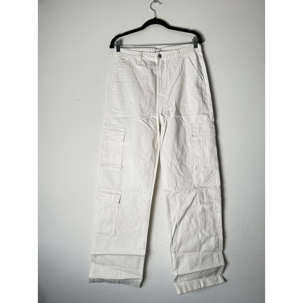 Superdown Gisele Cargo Pants In White High Rise Pockets Size Small NWT